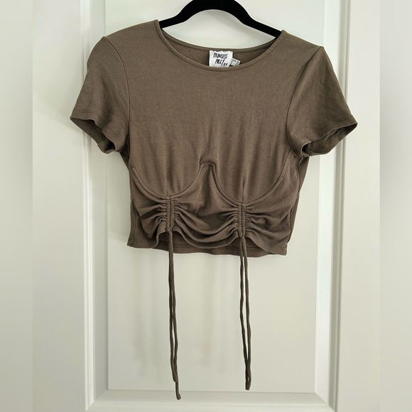 Princess Polly Stormi Underwire Bustier Crop T Shirt in Khaki - Picture 2 of 4